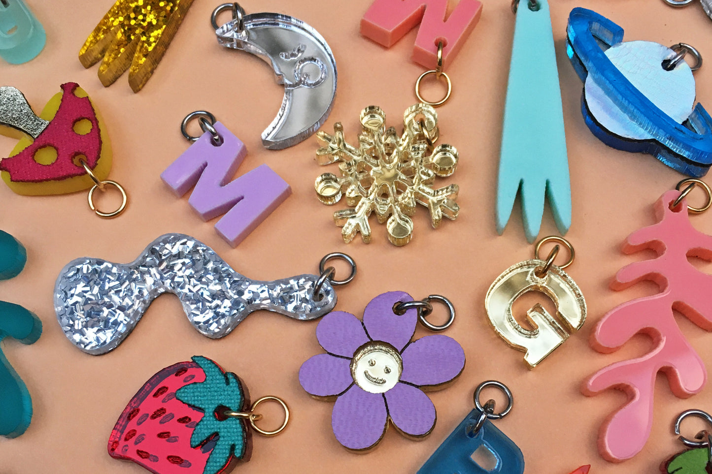 Hoop Earrings with Interchangeable Mini Charms