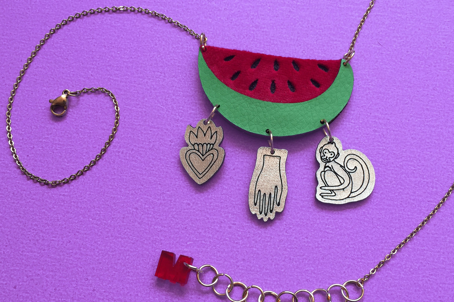 Watermelon and Charms Necklace