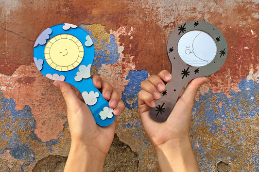 Sun and Moon Hand Mirror - Double Sided