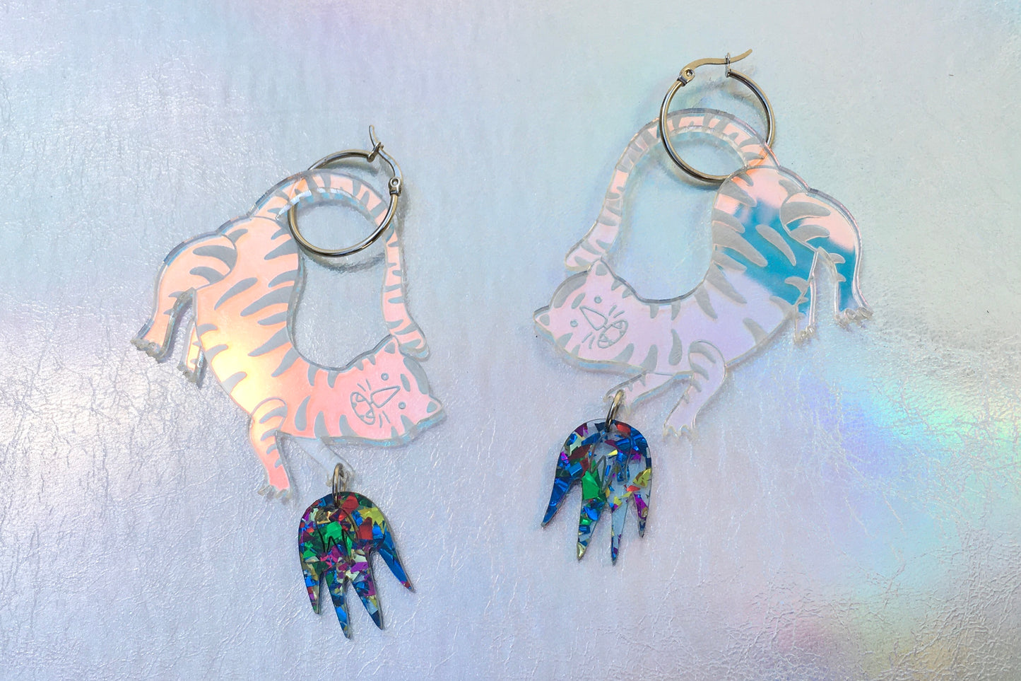 Tigrillo Iridescent Acrylic Hoop Earrings